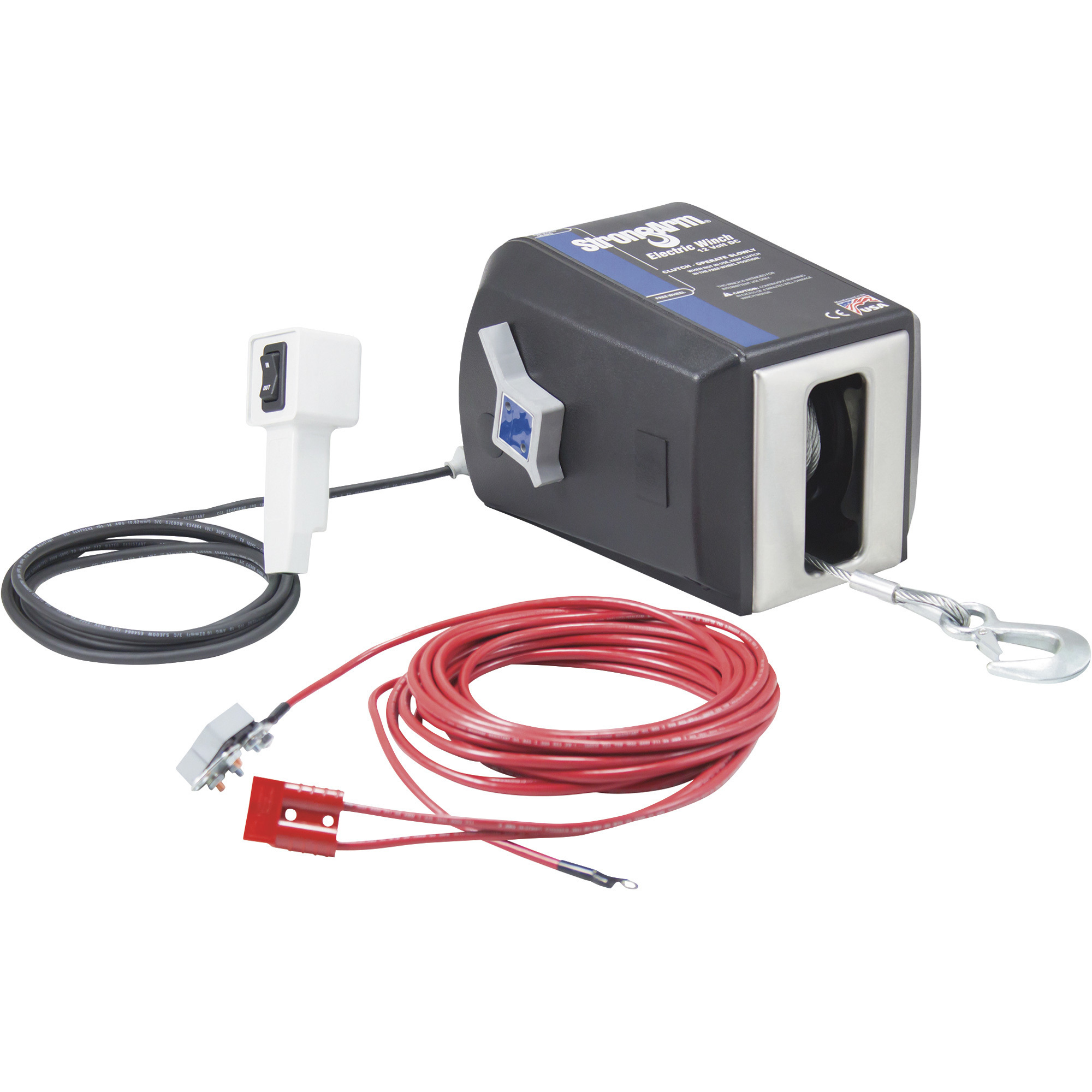 Dutton-Lainson StrongArm 12 Volt DC Powered Electric Winch with Remote, 3000-Lb. Capacity, Galvanized Aircraft Cable, Model# SA9015DC